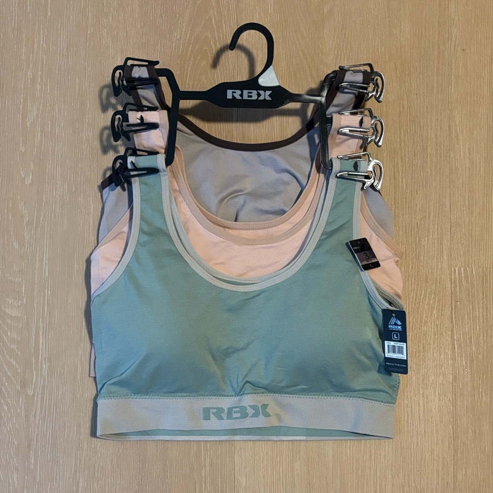 NWT RBX 3 Women's Scoop Neck Sports Bras size Large - Picture 1 of 4